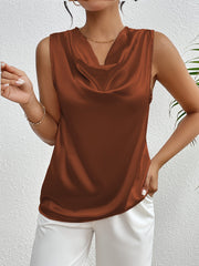 Sleeveless Silk Top Cowl Neck Silk Tank Top For Spring & Summer - DIANASILK