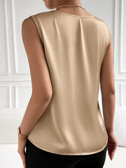 Casual V Neck Sleeveless Silk Top For Summer Women - DIANASILK