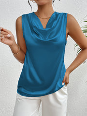 Sleeveless Silk Top Cowl Neck Silk Tank Top For Spring & Summer - DIANASILK