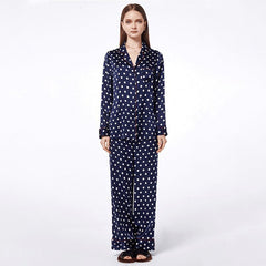 ClassicDot Long Sleeves Mulberry Silk Silk Pajama Set For Women - DIANASILK