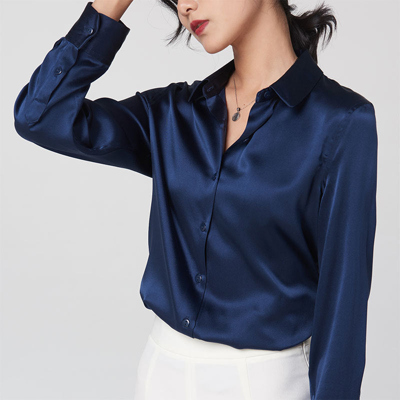Women's Long Sleeves 100% Silk Button Down Blouses - DIANASILK