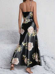 V-Neck 100% Silk Women's Sleepwear Pajamas Floral Print Nightwear - DIANASILK