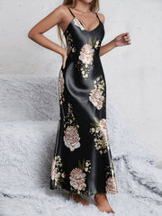 V-Neck 100% Silk Women's Sleepwear Pajamas Floral Print Nightwear - DIANASILK