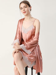 Fancy Silk Lace Chemise Nightgown And Robe Set - DIANASILK