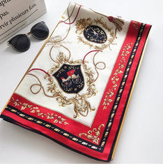 35''X35'' Luxury Floral Printed Silk Square Scarf - DIANASILK