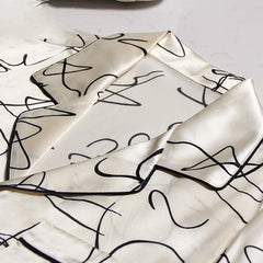 100% de seda de pijama de manga larga seda de seda blanca