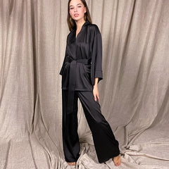 Long Oversized Silk Sleepwear Silk Pajama Robe Set for Women - DIANASILK