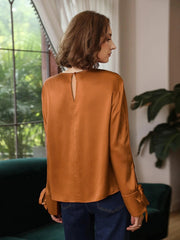 100% Silk Slit Sleeve Straight Fit Top Silk Blouse for Women - DIANASILK