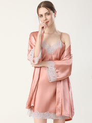 Fancy Silk Lace Chemise Nightgown And Robe Set - DIANASILK