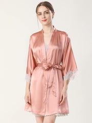 Fancy Silk Lace Chemise Nightgown And Robe Set - DIANASILK