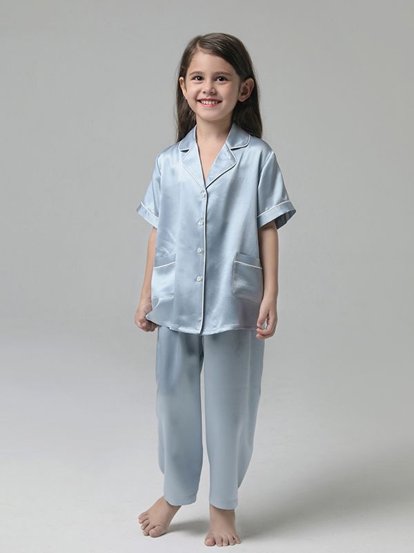 22 Momme Boys And Girls Short-sleeve Silk Pajamas Set - DIANASILK
