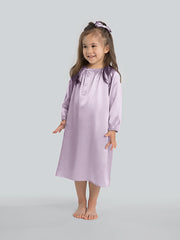 Round Neck Long Sleeve Silk Nightgown For Girls - DIANASILK