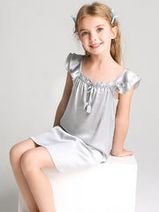 22 Momme Sweet Ruffled Silk Dress For Girls - DIANASILK