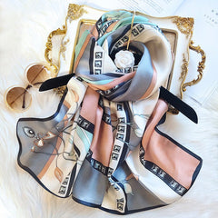 Ladies Elegant Floral Silk Scarf 100% Mulberry Long Printed Silk Scarf - DIANASILK