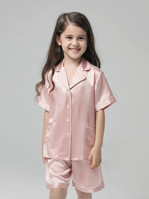 22 Momme Kids Short Silk Pajama Set For Boys And Girls - DIANASILK