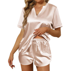V Neck Silk Two Piece Pajamas Set Women Silk Sleepwear Set - DIANASILK