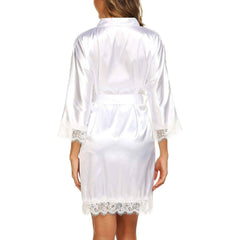 Silk Kimono Robes With Lace Silk Short Bridesmaid Robe for Women - DIANASILK