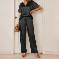 V-Neck Long Silk Cami Pajamas Set Silk Sleepwear For Women - DIANASILK