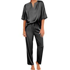 V-Neck Long Silk Cami Pajamas Set Silk Sleepwear For Women - DIANASILK