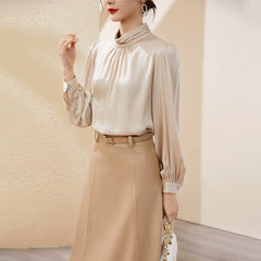 22 Momme Elegance Lladies Long Sleeves Silk Blouse For Women - DIANASILK