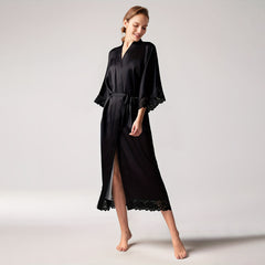 100% pure Silk Kimono Robe with lace Silk Bridesmaid Robes - DIANASILK