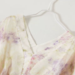V-Neck 100% Mulberry Silk Floral Printed Beach Maxi Dress