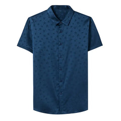 Classic Collar Men’s 100% Silk Jacquard Slim Fit Shirt