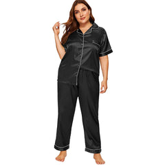 Plus Size Silk Pajama Set Silk Top Pajamas Loungewear Set