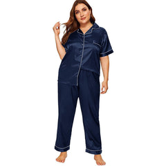Plus Size Silk Pajama Set Silk Top Pajamas Loungewear Set