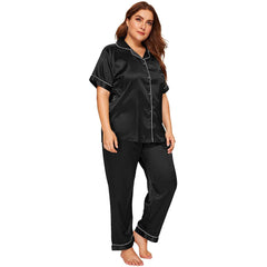 Plus Size Silk Pajama Set Silk Top Pajamas Loungewear Set