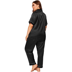 Plus Size Silk Pajama Set Silk Top Pajamas Loungewear Set