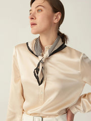 100% Mulberry Silk Top Long Sleeve Silk Blouse For Women - DIANASILK