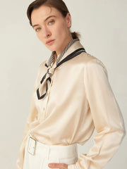 100% Mulberry Silk Top Long Sleeve Silk Blouse For Women - DIANASILK