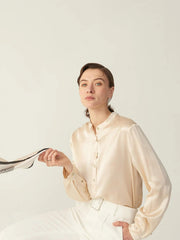 100% Mulberry Silk Top Long Sleeve Silk Blouse For Women - DIANASILK