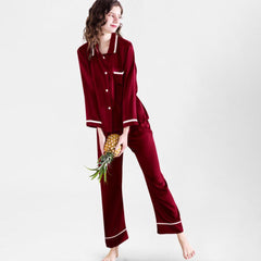 100% Mulberry Silk Pajamas Luxury Long Silk Pajama Set for Women - DIANASILK