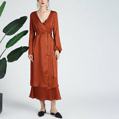 22 Momme Long Cowl Neck Mulberry Silk Slip Dress