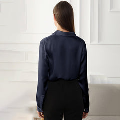 Womens Silk Blouse Long Sleeves Silk Shirts Pure Business Silk Top - DIANASILK