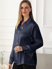 Womens Silk Blouse Long Sleeves Silk Shirts Pure Business Silk Top - DIANASILK