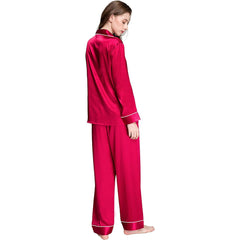 Women Silk Pajamas Set Long Sleeve Two-piece Pure Silk PJ Set - DIANASILK