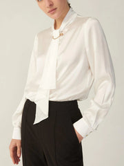 Classic Gorgeous Long Sleeves Collared Silk Blouse for Women - DIANASILK