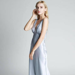 Deep V Neck Classic Nightgown Long Silk Nightwear For Women - DIANASILK