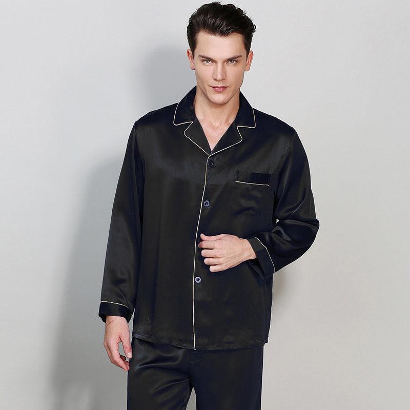 Men's Luxury Long Silk Nightwear 100% Silk Sleeve Pajamas Set - DIANASILK
