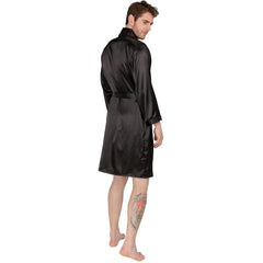 Men's Silk Kimono with Shorts Summer Long-Sleeve Silk Robe Set - DIANASILK