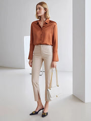 Modern 100% Long Sleeves Straight Fit Top Silk Blouse for Women - DIANASILK