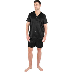 Short Silk Pajama Set For Men Silk Shirts and Pants Silk Sleepwear - DIANASILK