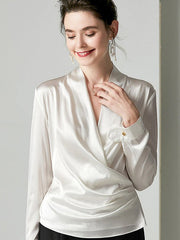 Elegant Ladies Silk Blouse 100% Mulberry Long Sleeves Silk Top