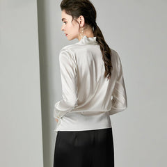 Elegant Ladies Silk Blouse 100% Mulberry Long Sleeves Silk Top