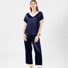 V Neck Short Women Pure Silk Pajama Set - DIANASILK