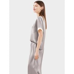 V Neck Short Women Pure Silk Pajama Set - DIANASILK