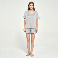 V-neck Silk Short Pajama Set for Women - DIANASILK